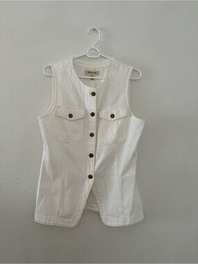 Madewell Cream Button-Front Utility Vest
